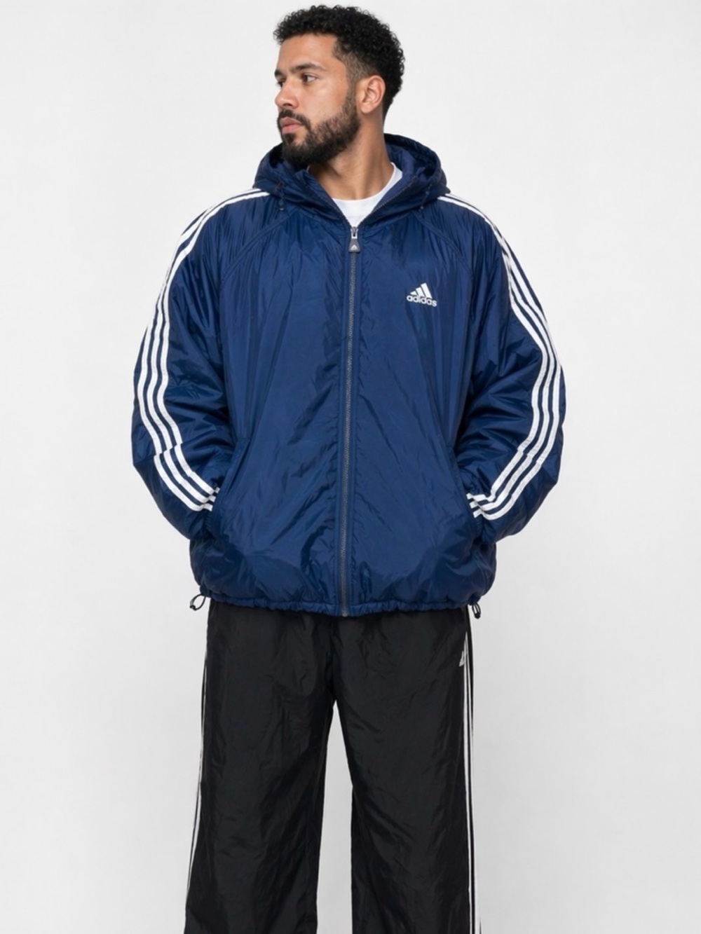 90s Vtg ADIDAS Reversible Jacket Bomber Fleece Lined Mens Sz XXL Windbreaker Y2K